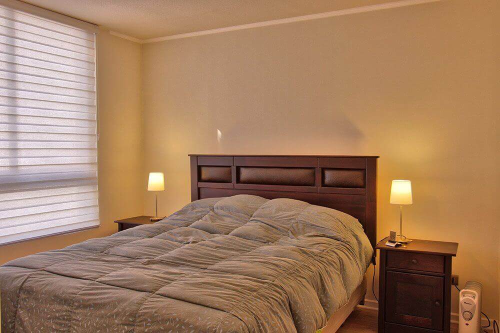 Bedroom of fully furnished apartment in Santiago